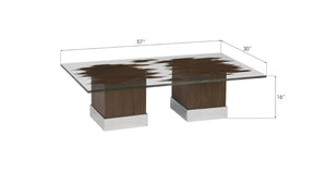 Phillips Collection Floating Wood Veneer Glass Coffee Table Low Profile Modern Living Room Accent PH96672