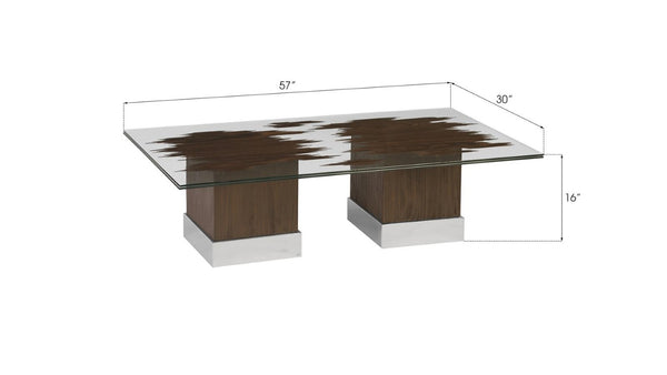 Phillips Collection Floating Wood Veneer Glass Coffee Table Low Profile Modern Living Room Accent PH96672