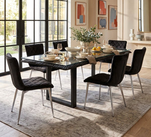Phillips Collection Cayman Upholstered Dining Chair Polished Steel Base Contemporary Fabric Seat PH96681