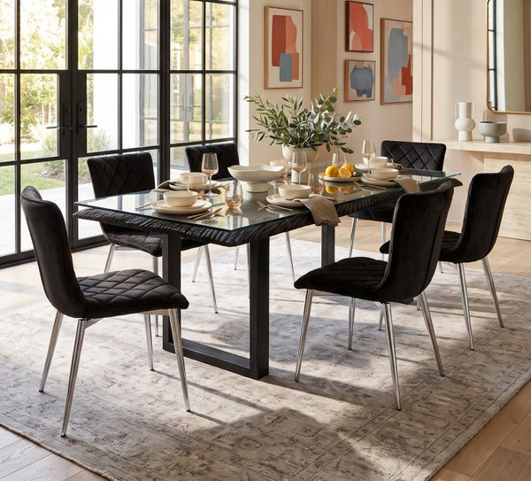 Phillips Collection Cayman Upholstered Dining Chair Polished Steel Base Contemporary Fabric Seat PH96681