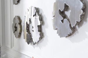 Phillips Collection Lava Stone Finish Resin Wall Sculpture with Mirror Polished Stainless Steel Border PH97071