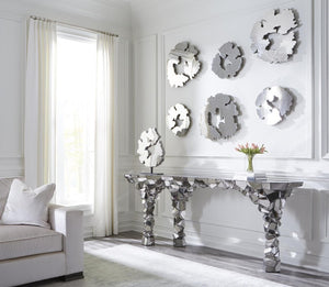 Phillips Collection Lava Stone Finish Resin Wall Sculpture with Mirror Polished Stainless Steel Border PH97071