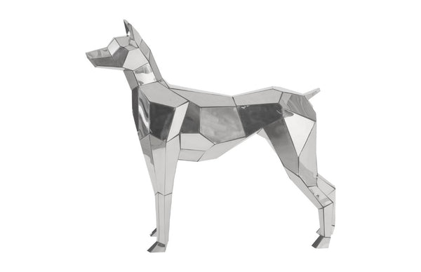 Phillips Collection Crazy Cut Dog Faceted Stainless Steel Floor Sculpture Modern Art Statement Piece PH97073