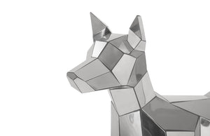 Phillips Collection Crazy Cut Dog Faceted Stainless Steel Floor Sculpture Modern Art Statement Piece PH97073