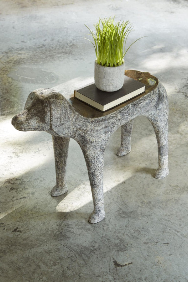 Phillips Collection Dog Sculptural Side Table with Iridescent Pen Shell Inlay for Eclectic Living Spaces PH97074
