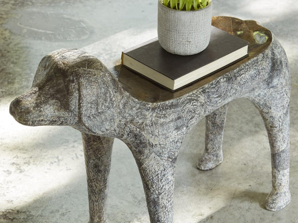 Phillips Collection Dog Sculptural Side Table with Iridescent Pen Shell Inlay for Eclectic Living Spaces PH97074