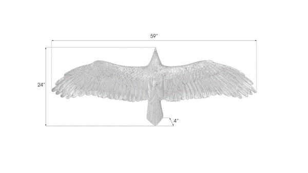 Phillips Collection Soaring Eagle Wall Art – Striking Silver Sculpture for Elegant Modern Decor and Dynamic Gallery Displays Resin, Silver Leaf, SM PH97144