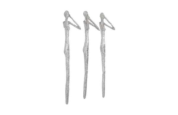 Phillips Collection See, Speak, Hear No Evil Wall Art Trio - Modern Sculptural Decor for Stylish Home Interiors Silver Leaf, Set Of 3 PH97353