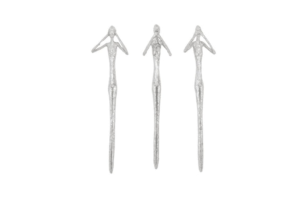 Phillips Collection See, Speak, Hear No Evil Wall Art Trio - Modern Sculptural Decor for Stylish Home Interiors Silver Leaf, Set Of 3 PH97353