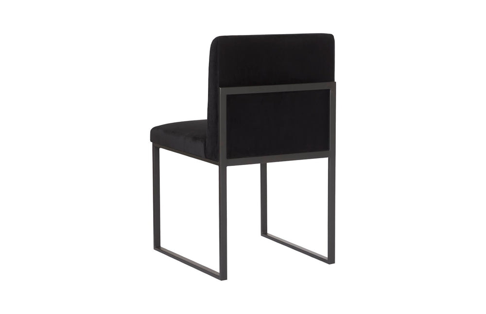 Phillips Collection Frozen Dining Chair - Elegant Mid-Century Modern Design with Durable Stainless Steel Frame for Comfort Black Velvet Fabric, Matte Black Metal Frame PH99960