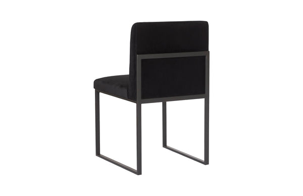 Phillips Collection Frozen Dining Chair - Elegant Mid-Century Modern Design with Durable Stainless Steel Frame for Comfort Black Velvet Fabric, Matte Black Metal Frame PH99960