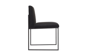 Phillips Collection Frozen Dining Chair - Elegant Mid-Century Modern Design with Durable Stainless Steel Frame for Comfort Black Velvet Fabric, Matte Black Metal Frame PH99960