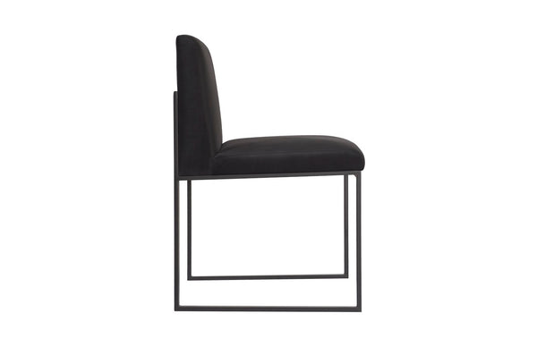 Phillips Collection Frozen Dining Chair - Elegant Mid-Century Modern Design with Durable Stainless Steel Frame for Comfort Black Velvet Fabric, Matte Black Metal Frame PH99960