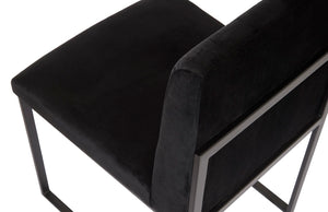Phillips Collection Frozen Dining Chair - Elegant Mid-Century Modern Design with Durable Stainless Steel Frame for Comfort Black Velvet Fabric, Matte Black Metal Frame PH99960