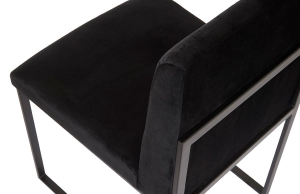 Phillips Collection Frozen Dining Chair - Elegant Mid-Century Modern Design with Durable Stainless Steel Frame for Comfort Black Velvet Fabric, Matte Black Metal Frame PH99960