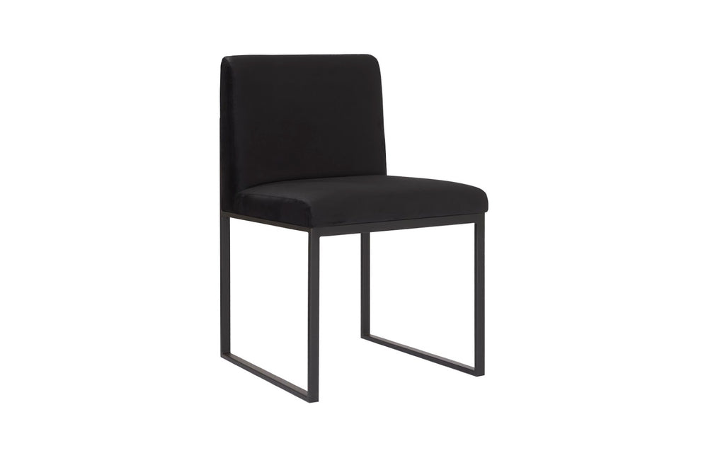 Phillips Collection Frozen Dining Chair - Elegant Mid-Century Modern Design with Durable Stainless Steel Frame for Comfort Black Velvet Fabric, Matte Black Metal Frame PH99960
