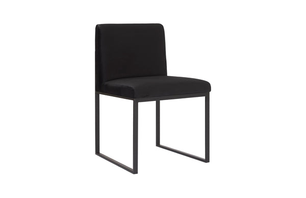 Phillips Collection Frozen Dining Chair - Elegant Mid-Century Modern Design with Durable Stainless Steel Frame for Comfort Black Velvet Fabric, Matte Black Metal Frame PH99960