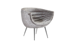 Phillips Collection Nouveau Club Chair Crushed Velvet Upholstery with Polished Steel Legs for Modern Lounges PH99963