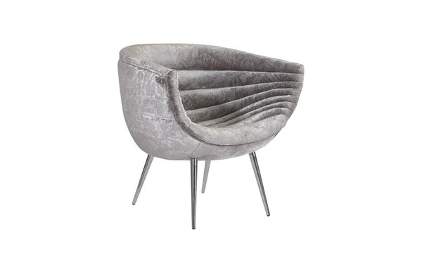 Phillips Collection Nouveau Club Chair Crushed Velvet Upholstery with Polished Steel Legs for Modern Lounges PH99963
