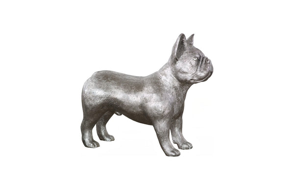 Phillips Collection French Bulldog Sculpture - Whimsical Silver Accent for Modern Decor & Playful Elegance in Home Silver PH99970