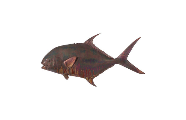 Phillips Collection Permit Fish Wall Sculpture - Coastal Charm Meets Modern Organic Design for Stunning Home Accents Resin, Copper Patina Finish PH99971