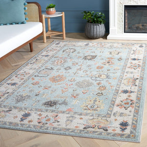 Safavieh Phoenix 562 Power Loomed Transitonal Rug Light Blue / Ivory Grey 9' x 12'