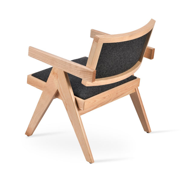 Soho Concept Pierre J. Soft Arm Lounge Armchair - Solid Ash Wood Frame, Walnut Finish, Luxurious Wool Upholstery Dark Grey,Ash,Natural  Soho-concept-dining-chair-12358