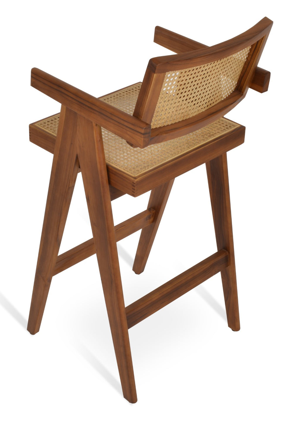 Soho Concept Pierre J. Solid Teak Barstools & Counterstools With Rattan Cane Seats - Stylish, Durable Design Natural  Soho-concept-dining-chair-07105