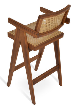Soho Concept Pierre J. Solid Teak Barstools & Counterstools With Rattan Cane Seats - Stylish, Durable Design Natural  Soho-concept-dining-chair-07105