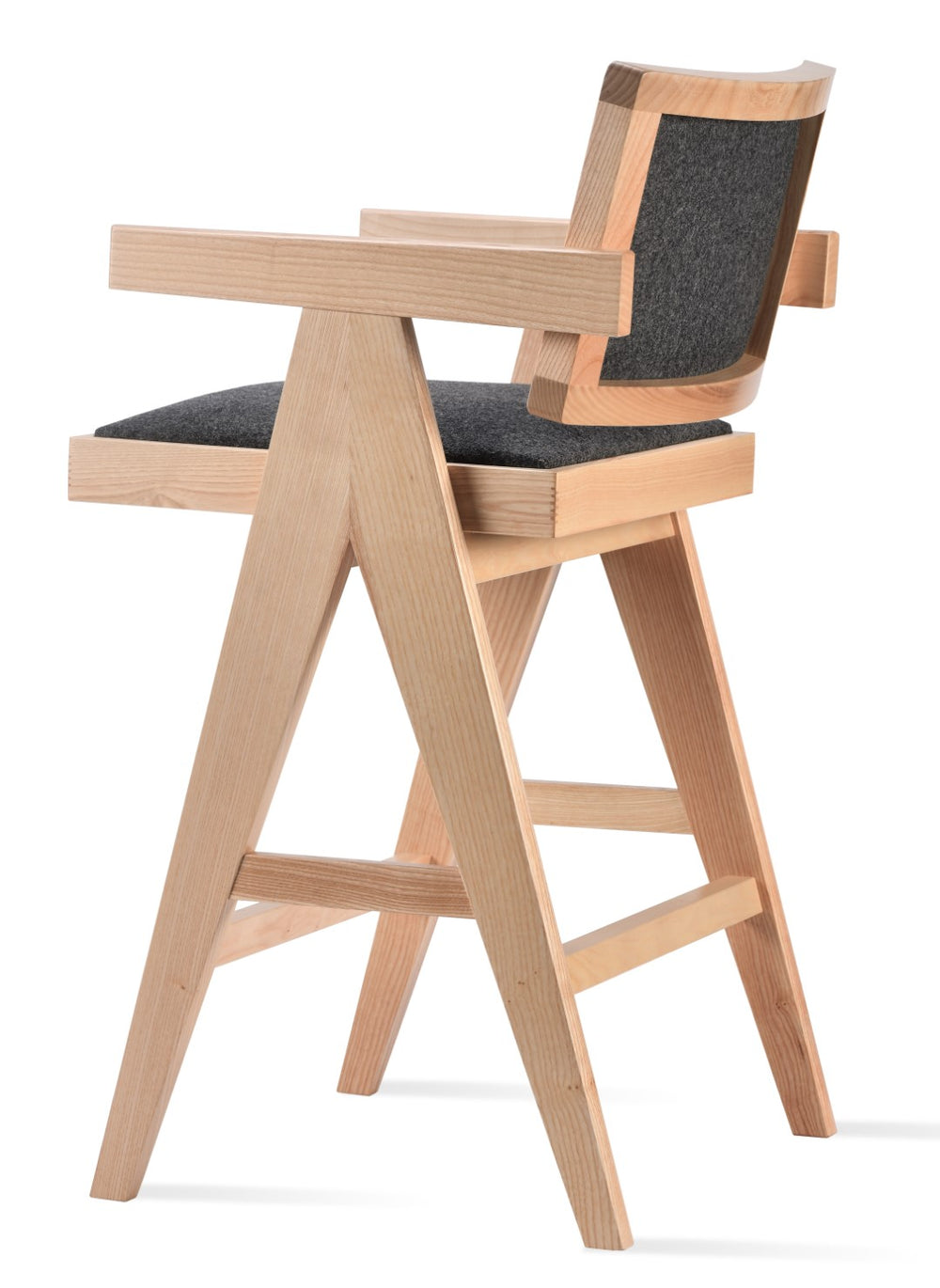 Soho Concept Pierre J. Elegant Barstools With Solid Ash Frame And Soft Camira Wool Upholstery - Dark Grey Finish Dark Grey,Ash,Natural  Soho-concept-dining-chair-09658
