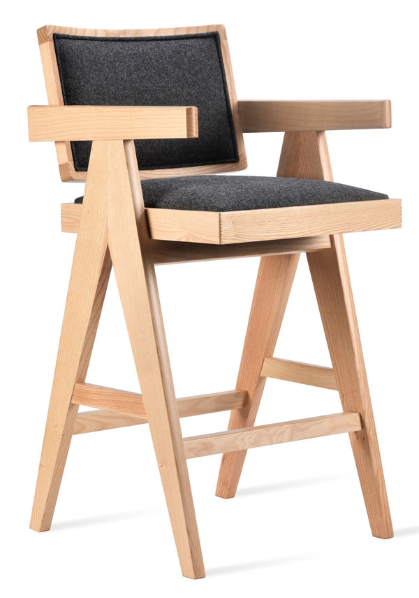 Soho Concept Pierre J. Solid Wood Barstools & Counterstools With Soft Dark Grey Upholstery And Cane Backs Dark Grey,Ash,Natural  Soho-concept-dining-chair-07108
