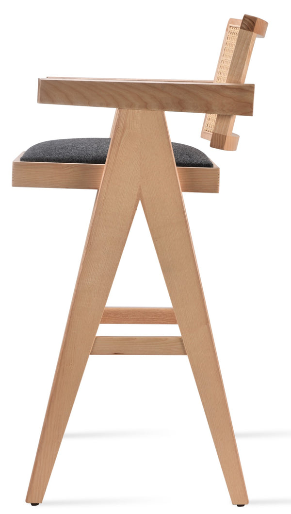 Soho Concept Pierre J. Solid Wood Barstools & Counterstools With Soft Dark Grey Upholstery And Cane Backs Dark Grey,Ash,Natural  Soho-concept-dining-chair-07107