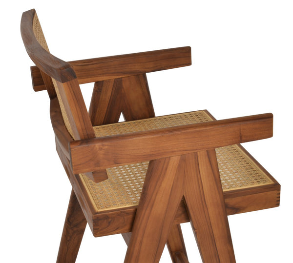 Soho Concept Pierre Arm Stools - Durable Indonesian Grade A Teak & Natural Cane, Waterproof Cushions, No Assembly! Natural  Soho-concept-dining-chair-14153