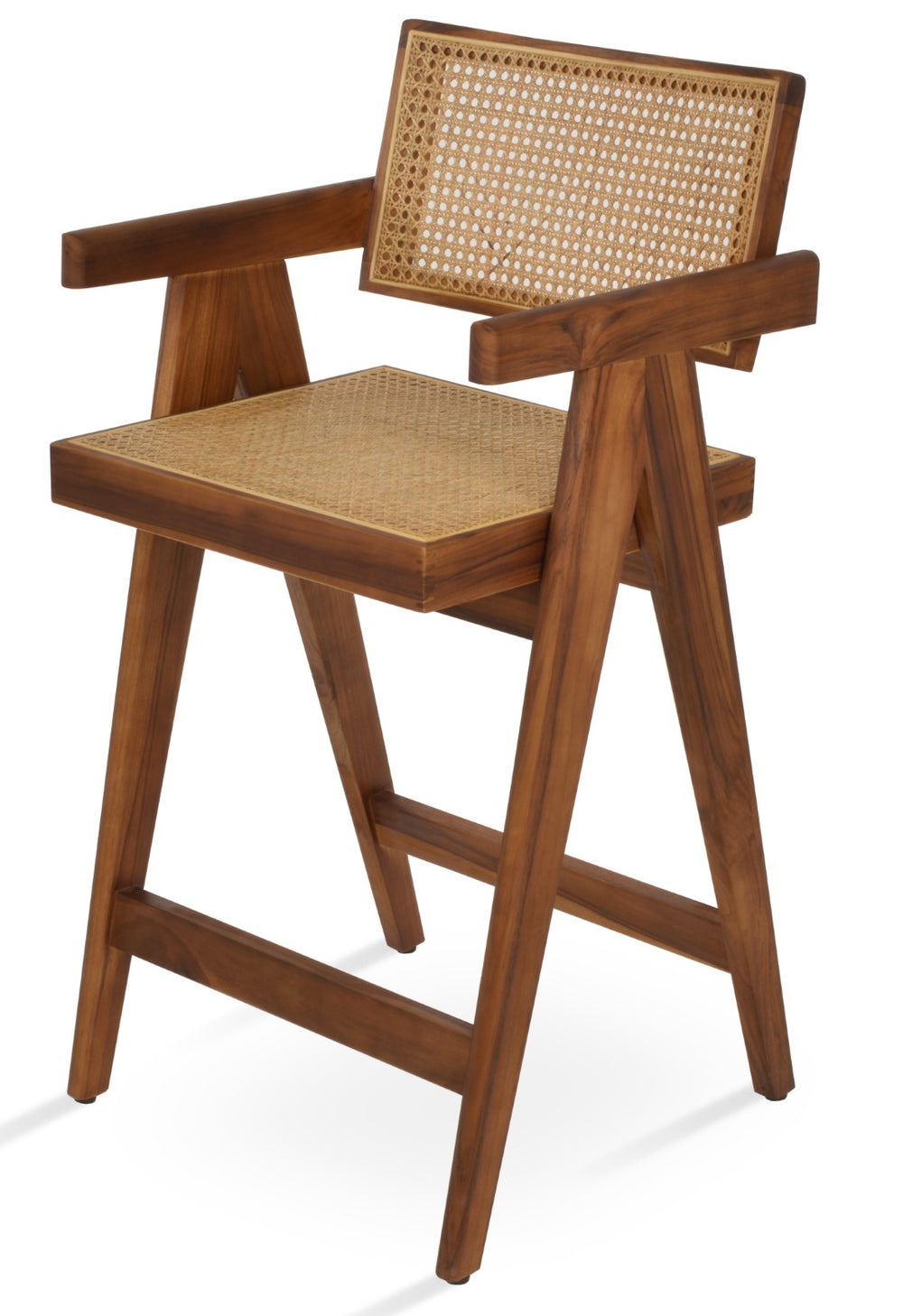 Soho Concept Pierre J. Barstools - Durable Grade A Teak Wood & Natural Cane, Waterproof Cushions, No Assembly Needed! Natural  Soho-concept-dining-chair-09673