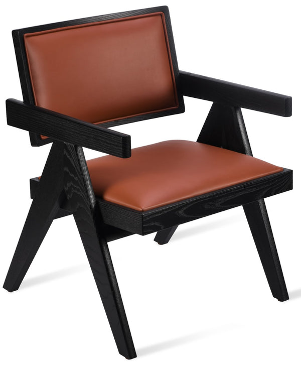 Soho Concept Pierre J. Arm Chair: Solid Ash Frame With Elegant Upholstery Options & 10-year Guarantee, H31.4" Ash,Black  Soho-concept-dining-chair-12346