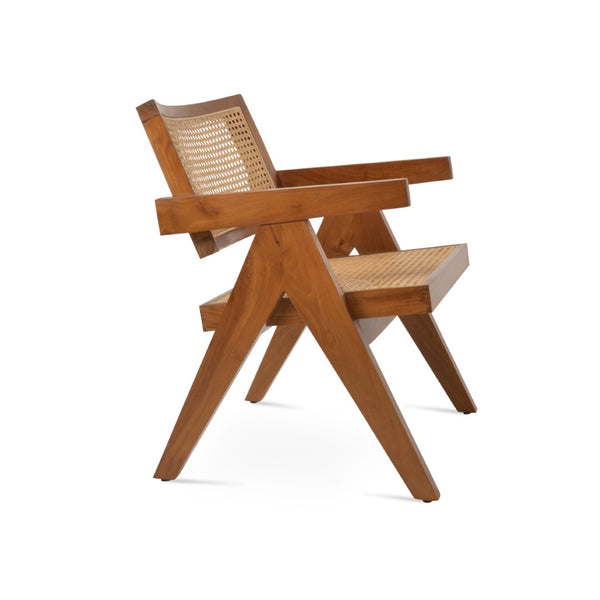 Soho Concept Pierre J. Outdoor Lounge Armchair - Durable Teak Wood & Woven Cane, Waterproof Cushion Included Natural  Soho-concept-dining-chair-13269