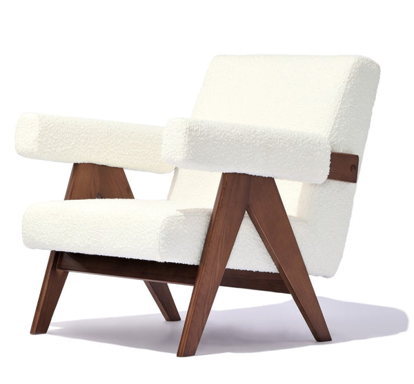Soho Concept Pierre J. Lounge Armchair: Solid Ash Frame, Soft Upholstery In Wool, 10-year Guarantee, Elegant Design White,Ash,Walnut  Soho-concept-dining-chair-13271