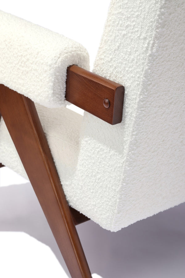 Soho Concept Pierre J. Soft Arm Lounge Chair: Luxurious Solid Ash Frame, Walnut Finish, Boucle Fabric Comfort White,Ash,Walnut  Soho-concept-dining-chair-12354