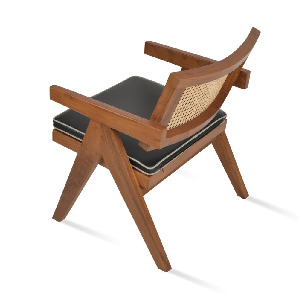 Soho Concept Pierre J. Outdoor Lounge Armchair - Durable Teak Wood & Woven Cane, Waterproof Cushion Included Natural  Soho-concept-dining-chair-13267