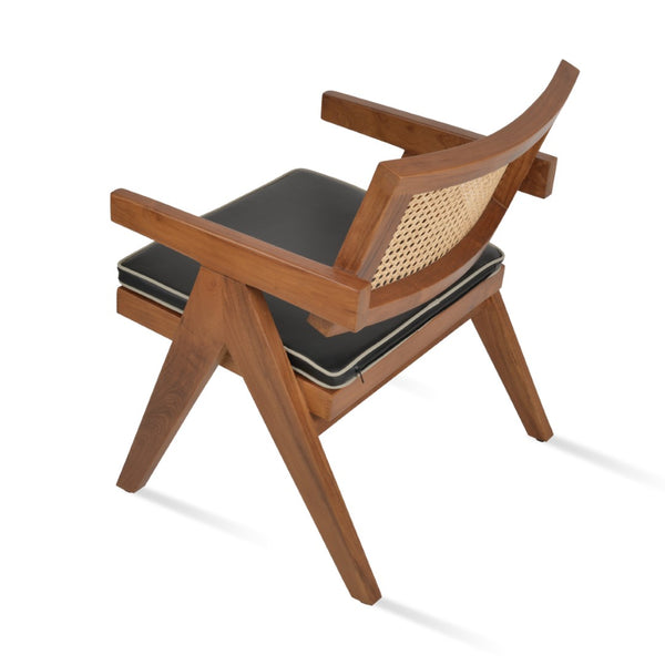 Soho Concept Pierre J. Outdoor Lounge Armchair - Durable Teak Wood & Woven Cane, Waterproof Cushion Included Natural  Soho-concept-dining-chair-12350