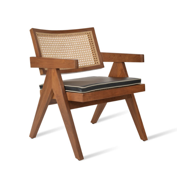 Soho Concept Pierre J. Outdoor Lounge Armchair - Durable Teak Wood & Woven Cane, Waterproof Cushion Included Natural  Soho-concept-dining-chair-13268