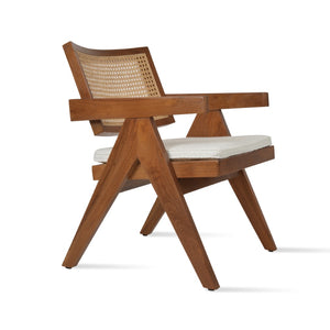 Soho Concept Pierre J. Outdoor Lounge Armchair - Durable Teak Wood & Woven Cane, Waterproof Cushion Included Natural  Soho-concept-dining-chair-13267