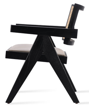 Soho Concept Pierre J. Lounge Armchair: Solid Ash Frame With Natural Cane, Soft Upholstered Seat & 10-year Warranty Light Grey,Ash,Black  Soho-concept-dining-chair-12335