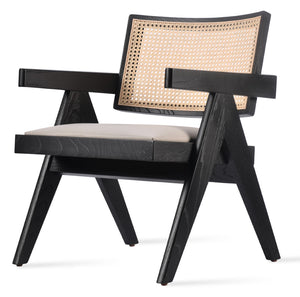 Soho Concept Pierre J. Lounge Armchair: Solid Ash Frame With Natural Cane, Soft Upholstered Seat & 10-year Warranty Light Grey,Ash,Black  Soho-concept-dining-chair-12337