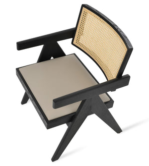 Soho Concept Pierre J. Lounge Armchair: Solid Ash Frame With Natural Cane, Soft Upholstered Seat & 10-year Warranty Light Grey,Ash,Black  Soho-concept-dining-chair-12338