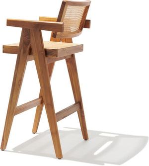 Soho Concept Pierre J. Premium Teak Wood Arm Stools With Durable Synthetic Cane And Waterproof Cushions - No Assembly! Teak  Soho-concept-dining-chair-14149