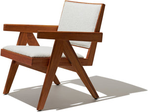 Soho Concept Pierre J. Soft Arm Lounge Chair In Solid Ash Wood With Walnut Finish & Premium Boucle Fabric Upholstery White  Soho-concept-dining-chair-12328