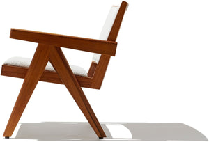 Soho Concept Pierre J. Soft Arm Lounge Chair: Luxurious Solid Ash Frame, Walnut Finish, Boucle Fabric Comfort White  Soho-concept-dining-chair-12327