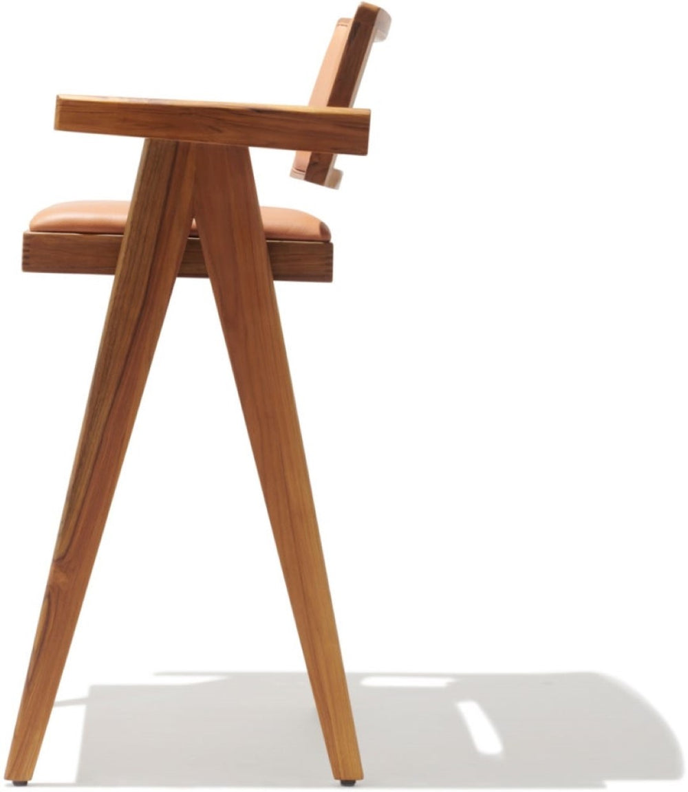 Soho Concept Pierre J. Stool - Durable Teak Barstools With Waterproof, Fade-resistant Cushions For Indoor/Outdoor Use Cinnamon Ppm  Soho-concept-dining-chair-07104