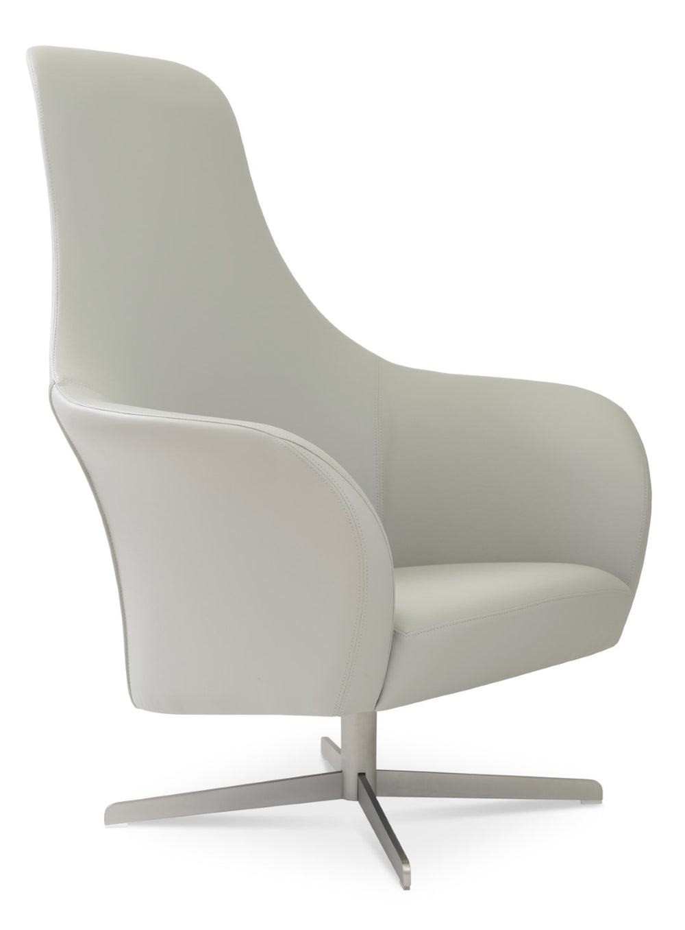 Soho Concept Bottega Lounge Chair With 4-star Swivel Base - Modern Design, Durable Leatherette, 2-year Warranty Light Grey  Soho-concept-dining-chair-12368